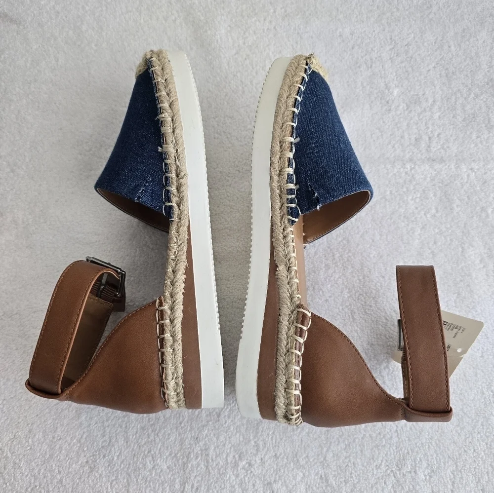 Ana Carrie Denim Espadrille Sandals Size 6M